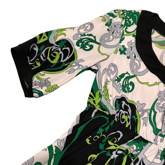 Like NEW ladies Dress top MEDIUM CHA CHA VENTE GREEN WHITE BLACK *MUST SEE* - Picture 8 of 8